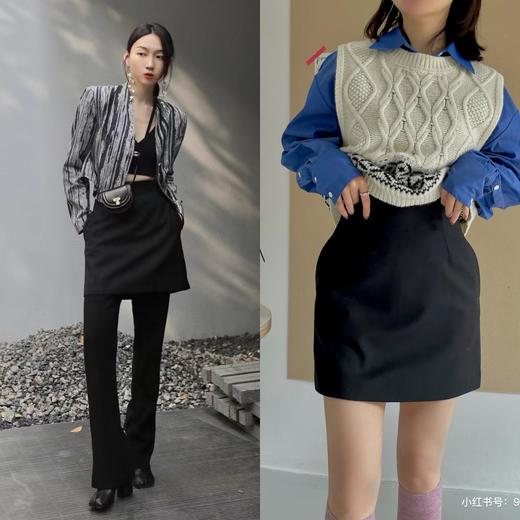 HIDEMI 到店必入A字型设计感简约户外显瘦修身气质半身短裙 黑色/卡其色/薰衣草紫/奶油白/马尔斯绿/摩卡棕 商品图2