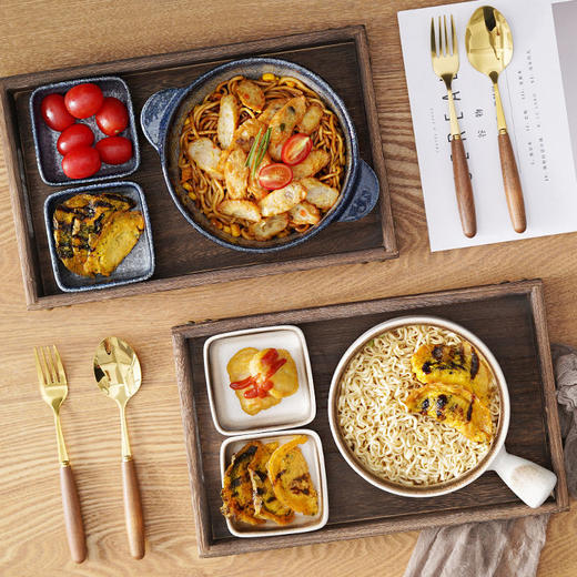 日式陶瓷一人食餐具面碗手柄碗沙拉碗双耳汤碗吃饭碗家用碗碟套装 商品图2