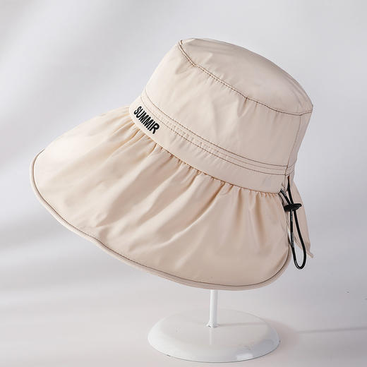 韩国轻薄透气抽绳大沿帽纯色百搭后开叉可折叠太阳帽  JC-1627 商品图6