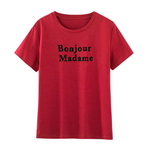 清爽百搭时尚修身,80支植绒丝光棉字母纯棉夏季短袖女T恤 ZS8901 商品图4