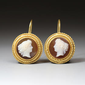 1880年代玛瑙Cameo双姝耳环