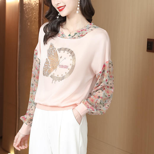 宽松休闲，连帽印花上衣粉色卫衣KQL-976 商品图2