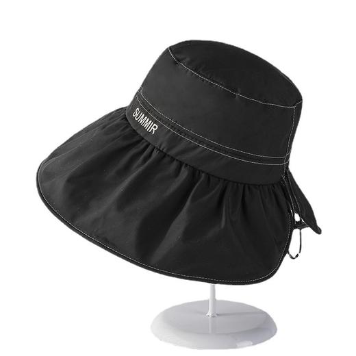 韩国轻薄透气抽绳大沿帽纯色百搭后开叉可折叠太阳帽  JC-1627 商品图2