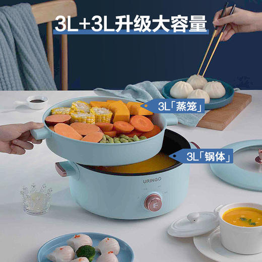 【北欧风网红款多功能锅】七彩叮当多功能电煮锅小型炒锅不粘锅内胆煎炒蒸煮焖涮炖一锅多用（送木铲） 商品图1