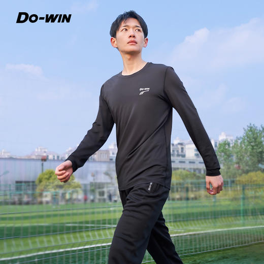 多威长袖T恤男年春新款黑色跑步训练服圆领运动服2312008 商品图0