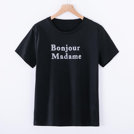 清爽百搭时尚修身,80支植绒丝光棉字母纯棉夏季短袖女T恤 ZS8901 商品图5