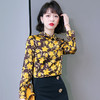 复古范时尚印花雪纺衫 2022春夏韩国缎面醋酸长袖单排扣衬衫女 NSM3169 商品缩略图2