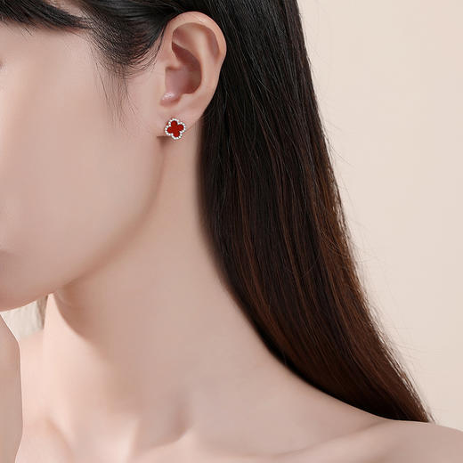 子佩集【玛瑙四叶】925纯银四叶草玛瑙耳钉【JHY-E000289M】 商品图2