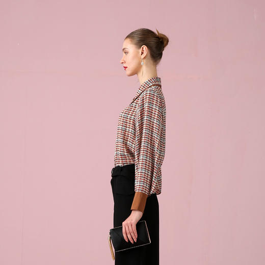 【伯妮斯茵】复古长袖赭色衬衫 1F4011 商品图1