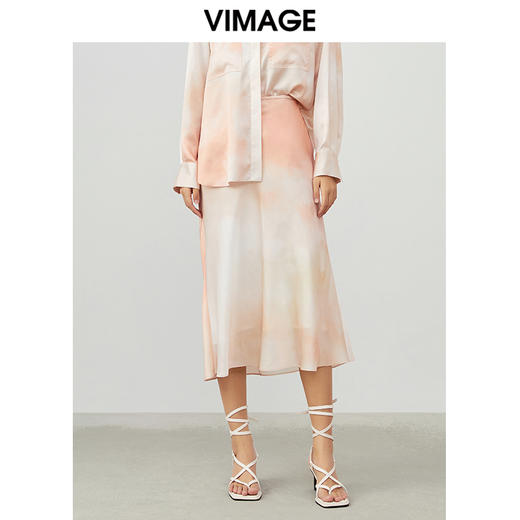 VIMAGE纬漫纪夏季新款时尚复古油墨印花半身裙女裙V1706313 商品图0