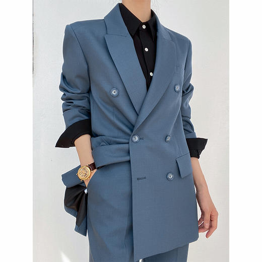 “新女绅士”通勤简约羊毛料西装西裤套装 商品图2