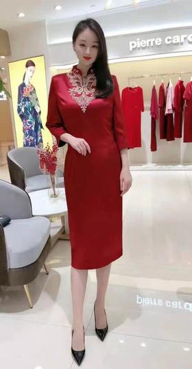 皮尔卡丹女装 醋酸礼服连衣裙