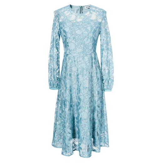 剩S/L/XL 米思阳2026春季新款温柔淑女大摆连衣裙勾花镂空优雅蕾丝裙0077 商品图4