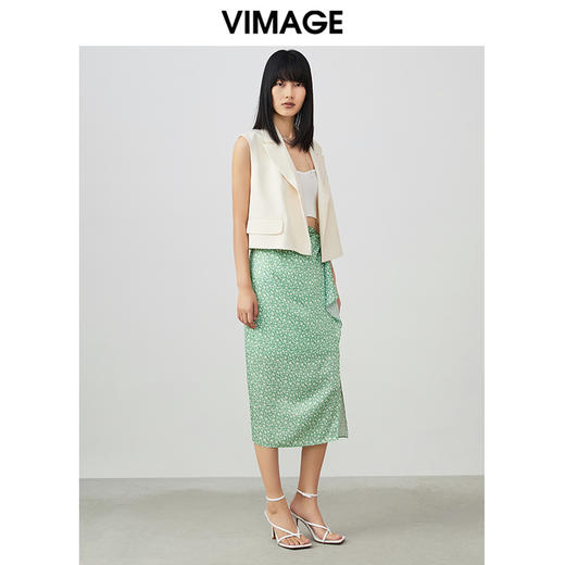 VIMAGE纬漫纪夏季新款气质碎花雪纺时尚清新半身裙V1706311 商品图1