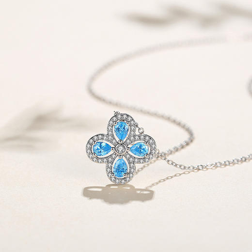 子佩集【海蓝四叶】S925银四叶草项链【JHY-N000486B】 商品图3