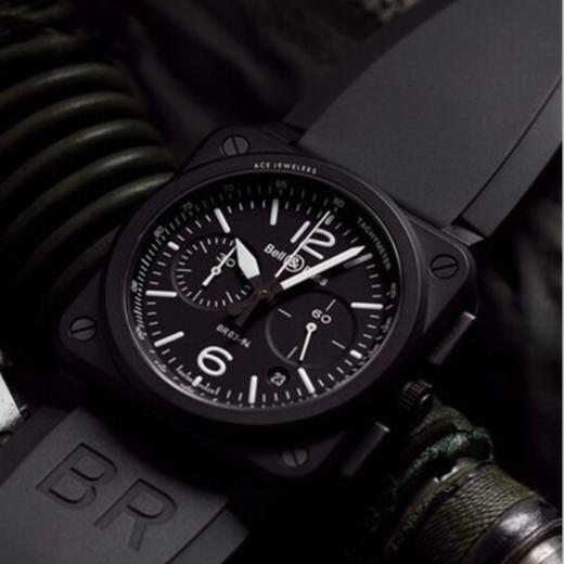 Bell & Ross 柏莱士 瑞士进口腕表经典方形陶瓷手表 BR0394-BL-CE 黑色 商品图7