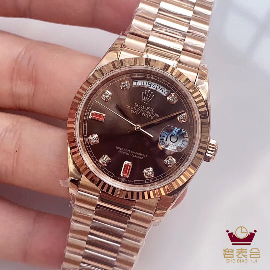 劳力士星期曰志哪个厂做工好 ew厂劳力士118235f 玫瑰金 机械男表