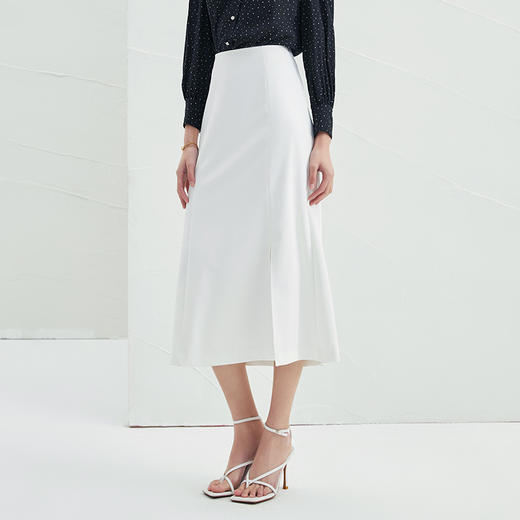 EITIE爱特爱夏季新款时尚通勤简约显瘦高腰开叉长款半身裙女B2206918 商品图1