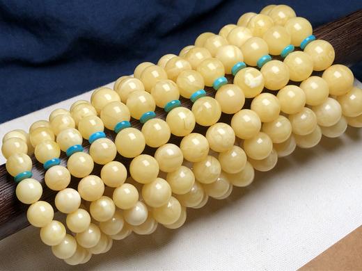 天然原矿俄料白花琥珀（蜜蜡）松石隔片手链  饰品美物 商品图3