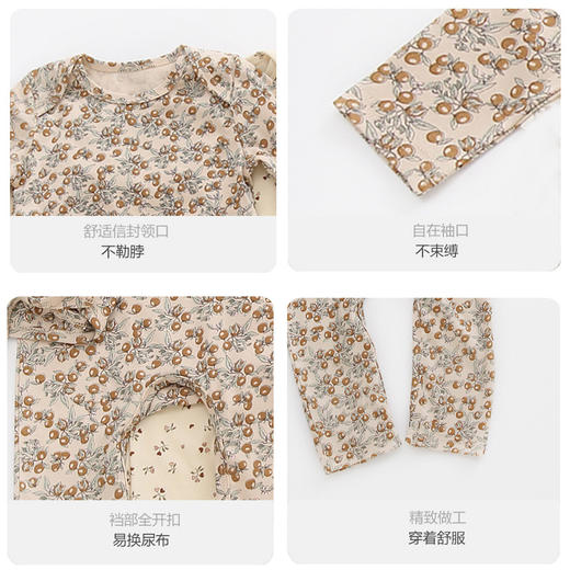 【可机洗 不缩水不起球 柔软舒适】ins韩版精梳棉印花婴儿连体衣 宝宝长袖爬服新生儿秋冬外出服 商品图3