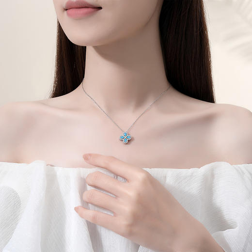 子佩集【海蓝四叶】S925银四叶草项链【JHY-N000486B】 商品图2