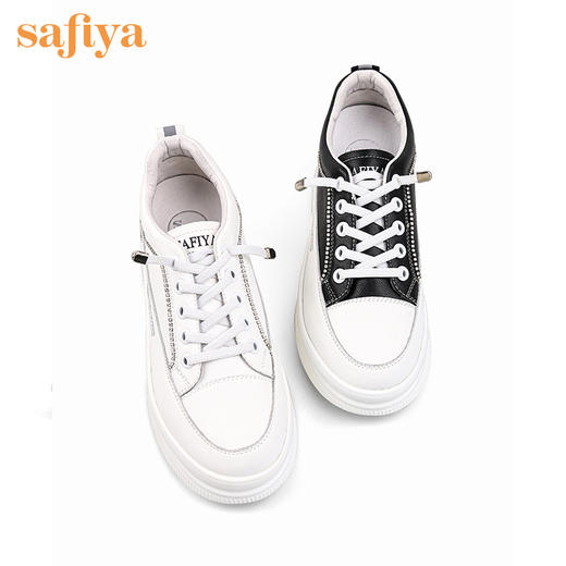 Safiya索菲娅新款弹力带舒适小白鞋2022牛皮百搭休闲鞋SF21112036 商品图4