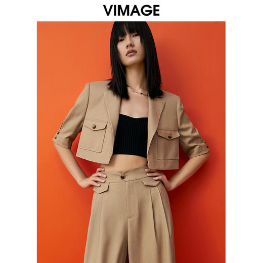 VIMAGE纬漫纪夏季新款帅气时尚纯色上衣休闲短外套女V1703317 商品图0