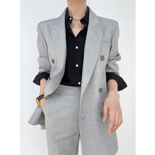 “新女绅士”通勤简约羊毛料西装西裤套装 商品图9