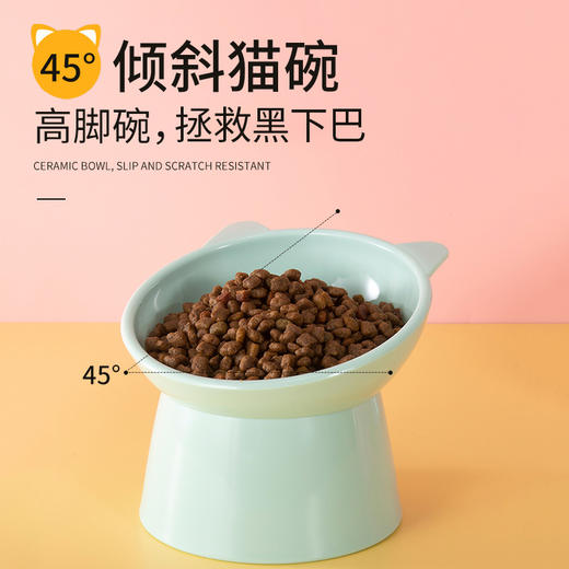 宠物纯色高脚碗 拯救黑下巴 优质PP材质 45°倾斜 护颈椎 防滑耐磨 商品图1
