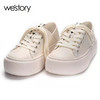 westory2022年春季新款羊皮系带松糕厚底小白鞋休闲后踩懒人鞋W22AM54891 商品缩略图2