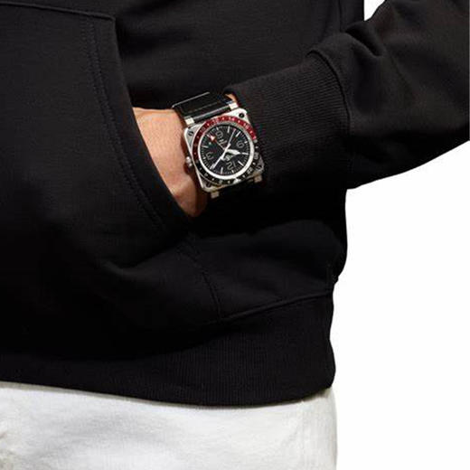 Bell & Ross 柏莱士 瑞士进口全自动机械手表男士方形腕表GMT飞行表2021年新款 BR0393-BL-ST/SCA 商品图4