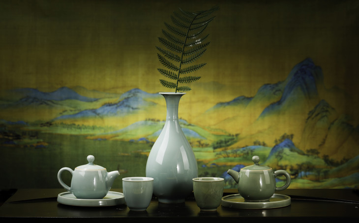 【众筹结束】张晞青瓷作品 宋韵"青绿山水茶席"