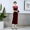 WXG8295新款高端优雅气质修身圆领短袖韩国绒礼服裙 商品缩略图1