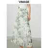 VIMAGE纬漫纪夏季新款印花百褶A字裙过膝半身裙女V1706320 商品缩略图2