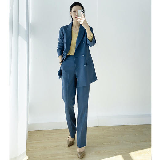 “新女绅士”通勤简约羊毛料西装西裤套装 商品图7