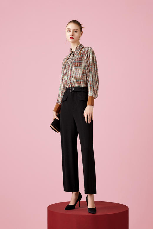 【伯妮斯茵】复古长袖赭色衬衫 1F4011 商品图4