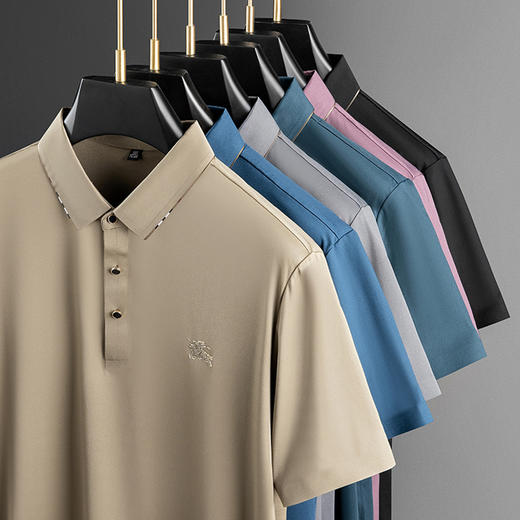 男士POLO衫无痕短袖T恤中年爸爸装商务休闲免烫翻领上衣夏装   MD-82112* 商品图0