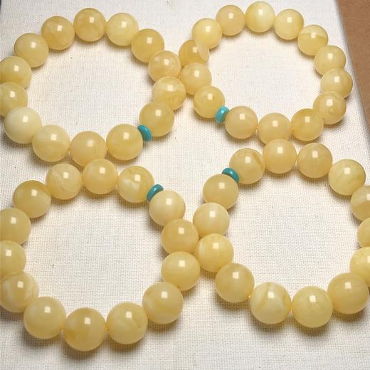 天然原矿俄料白花琥珀（蜜蜡）松石隔片手链  饰品美物 商品图2