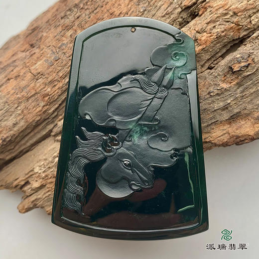 派瑞翡翠 翡翠挂件 糯冰种 墨翠 商品图2