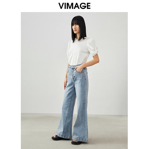 VIMAGE纬漫纪夏季新款泡泡袖修身短袖小上衣女T恤V1702305 商品图1