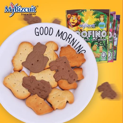 进口麦比客ZOOFINO动物形卡通饼干80g巧克力奶酪牛奶味宝宝零食 商品图1