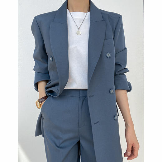 “新女绅士”通勤简约羊毛料西装西裤套装 商品图12