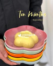 法国LE CREUSET酷彩花朵花形深盘子2件套炻瓷下午茶甜品水果餐具