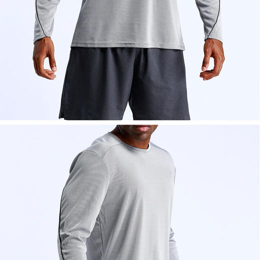 运动健身速干长袖男宽松透气户外篮球跑步运动t恤djh09 商品图1