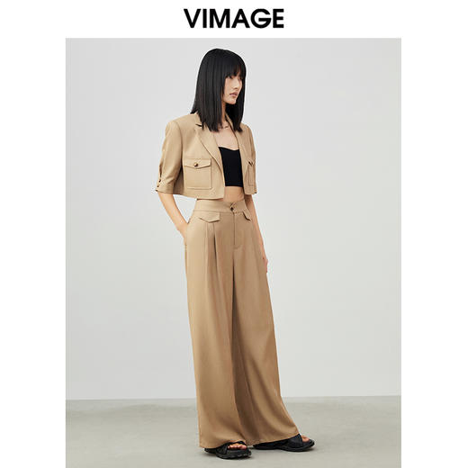 VIMAGE纬漫纪夏季新款帅气时尚纯色上衣休闲短外套女V1703317 商品图1