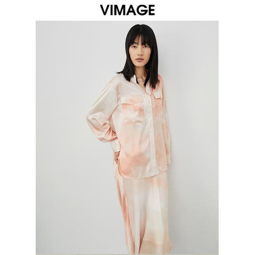 VIMAGE纬漫纪夏季新款时尚复古油墨印花半身裙女裙V1706313 商品图3