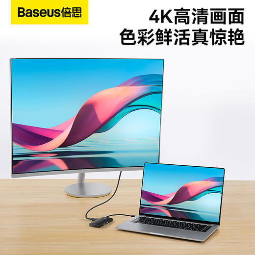 倍思 轻享系列 六合一 HUB扩展坞 PD版(HDMI+USB3.0*2+PD+SD/TF） 商品图5