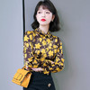复古范时尚印花雪纺衫 2022春夏韩国缎面醋酸长袖单排扣衬衫女 NSM3169 商品缩略图3