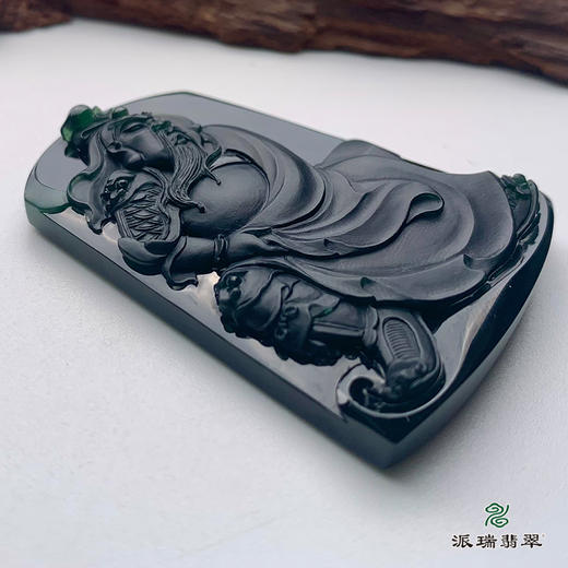 派瑞翡翠 翡翠挂件 糯冰种 墨翠 商品图3