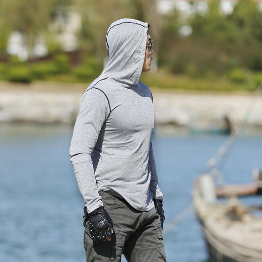 健身长袖中高领速干衣男运动长袖跑步训练服高领紧身衣男打底上衣djh33 商品图5